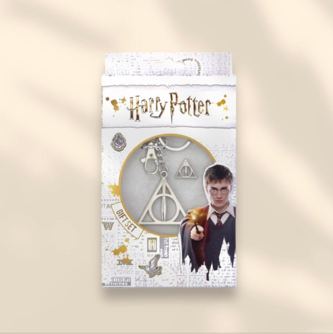 Harry Potter Set Portachiavi e Spilla i Doni Della Morte